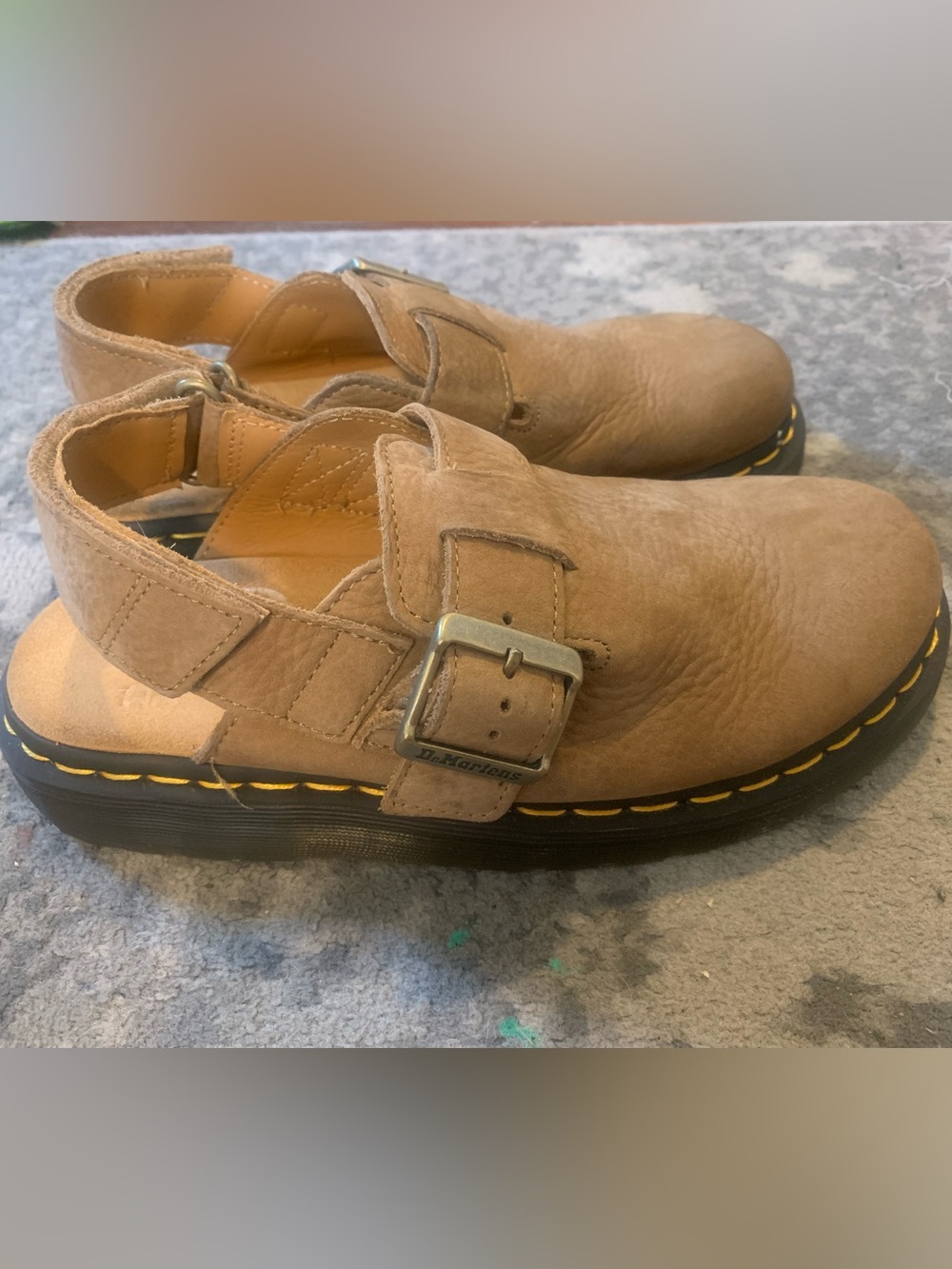 Dr. Martens Tan/Brown Leather Buckle Clogs